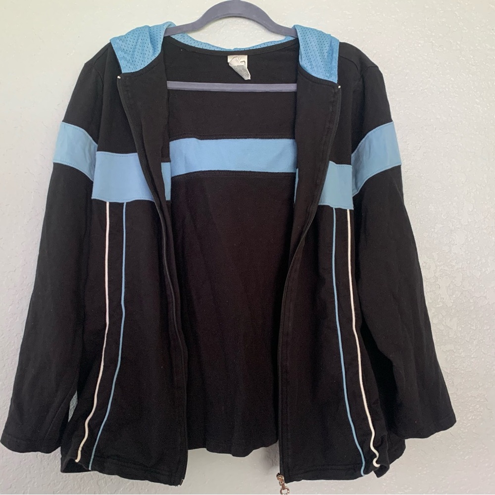 Black Jacket with Light Blue Accents
